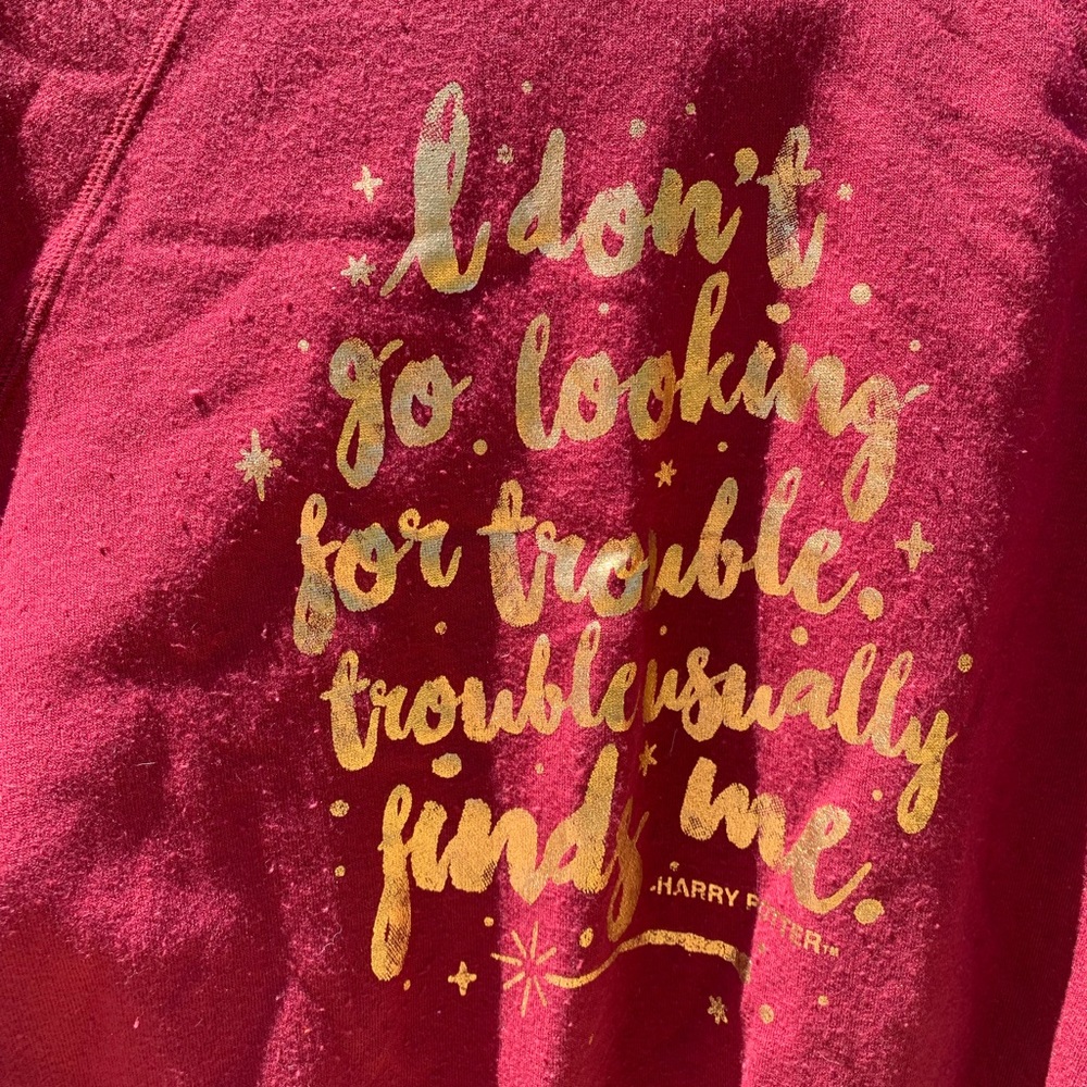 Maroon Harry Potter Sweater with Gold Wording